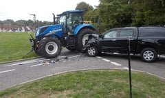Tractor crash involving car at Chiddingfold