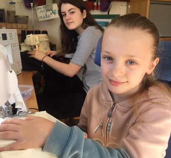 Ten year old Cerys among team of seamstresses making scrubs for NHS