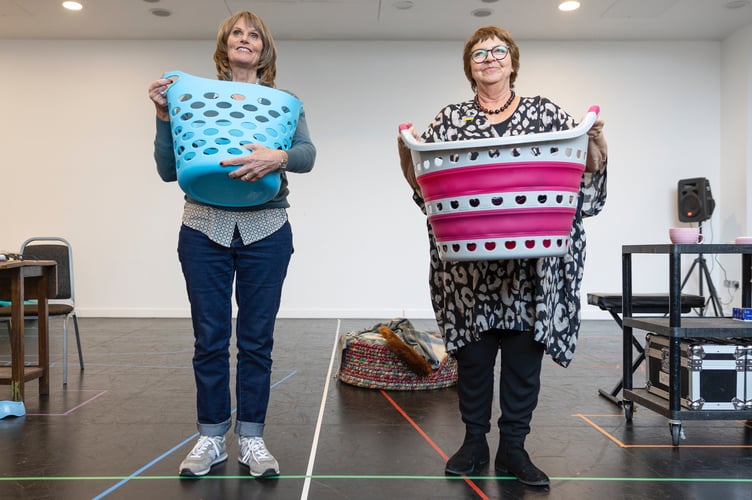 Gwyneth Strong and Tessa Peake-Jones rehearsing for Ladies of Letters UK Tour. Credit Craig Fuller