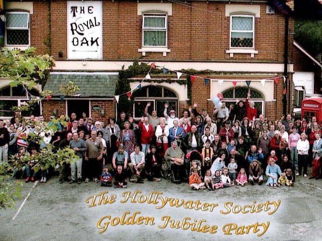 The Golden Jubilee of Queen Elizabeth II in 2002 produced celebrations at various parts of Whitehill parish. The Deadwater Valley was declared a Local Nature Reserve by the district council and the Hollywater Society had a party at the Royal Oak public house which had been built in 1877 (pictured).