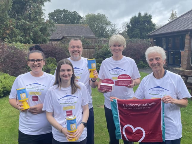 Sophi Howell, left, Hannah Farley, Dr Darren Watts, Sue Martin and Henny Chrimes, right