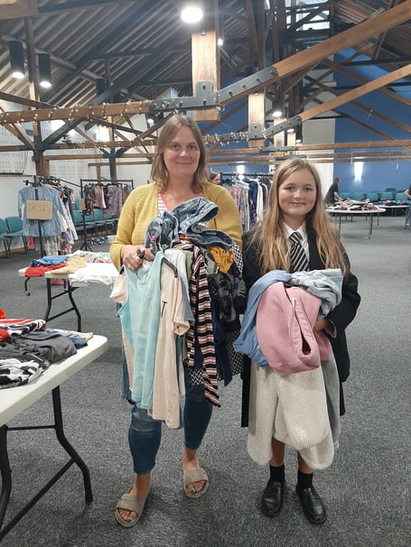 Young Alton Climate Action Network’s Back To The Rack 2 clothes thrift shop at Alton Maltings Centre, September 23rd 2022.