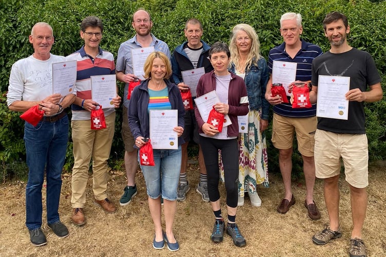 Alton Cycling Club members with their first aid bags and certificates, October 2022.
