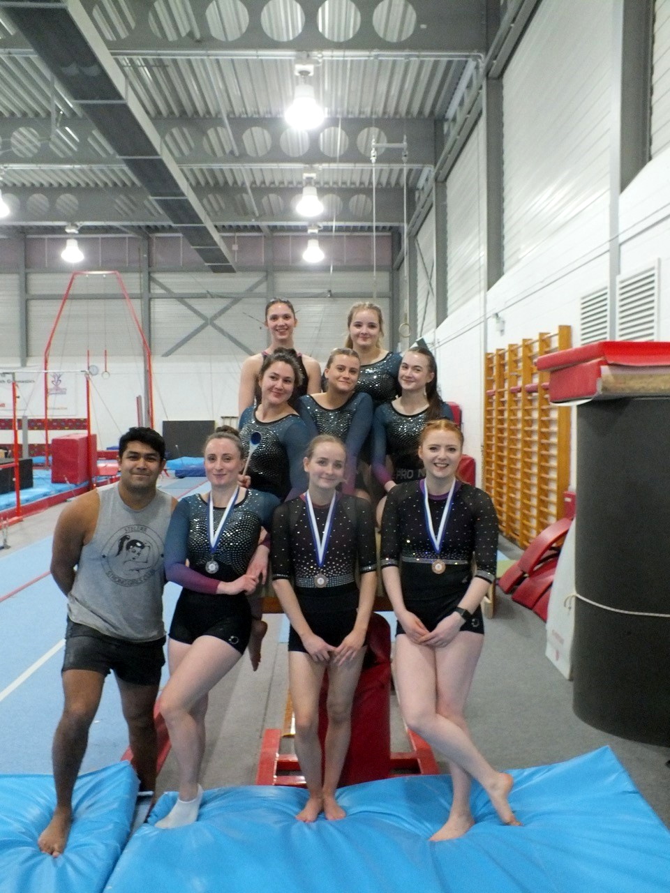 The Stellar Gymnastics team – from back left, Hannah Drake, Ruby Stew, Leyla Page, Sophie Raine, Alice Roberts, Alex Saleh, Louise Horton, Ellie Raby and Hannah Fox