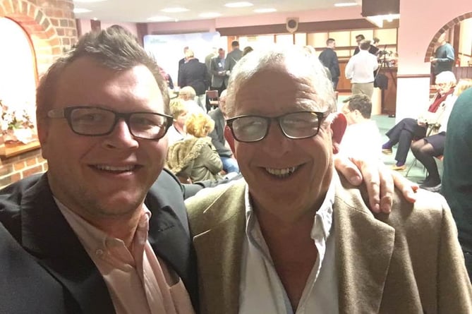 Jon Walker (right) and Daniel Gee at the East Hampshire election count at Petersfield's Festival Hall in 2019