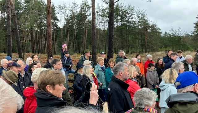 The grand reopening of Thursley National Nature Reserve's boardwalk was attended by a large number of those who had contributed to the fund, local borough and parish councillors, representatives from Natural England, and many members of the public