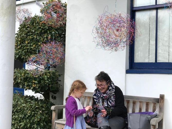 Bee mapping sculptures with Diana Burch at Haslemere Museum's Earth Day event
