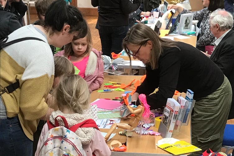 Families get involved with craft activities at Haslemere Museum's Earth Day event