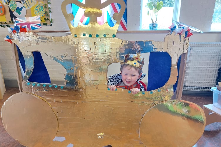 Coronation carriage, Busy Bees St Lawrence nursery, Alton, May 2023.