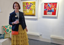 Artist Emma Dunbar speaks at exhibition opening in Farnham