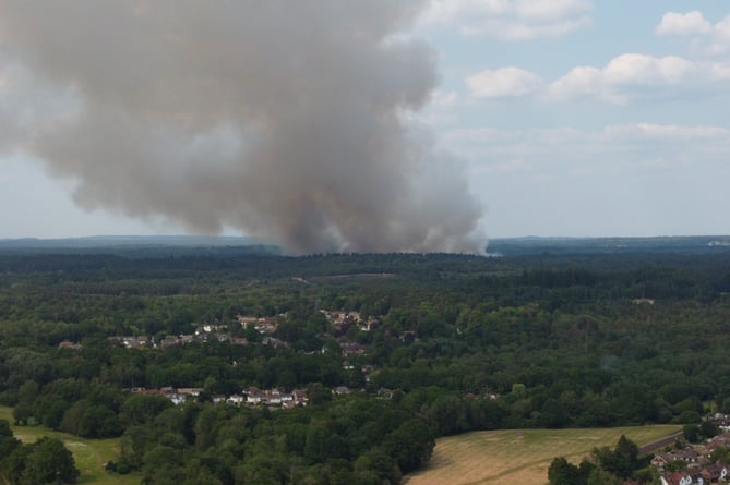 The Longmoor Ranges fire can be seen from as far away as Petersfield and Alton