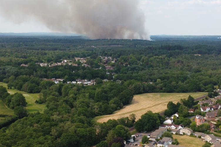 The Longmoor Ranges fire can be seen from as far away as Petersfield and Alton