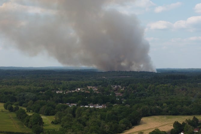 The Longmoor Ranges fire can be seen from as far away as Petersfield and Alton