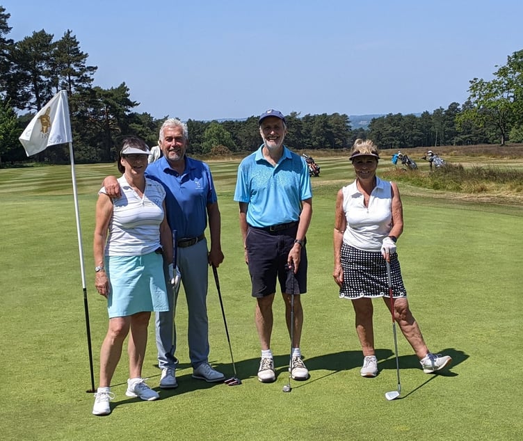 Hindhead golf club Winning Team just coming off the 18th hole.  Captain of Hindhead Geoff Sullivan second from the left.