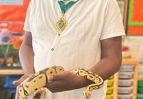 Snake gets friendly with Whitehill town mayor Cllr Leeroy Scott