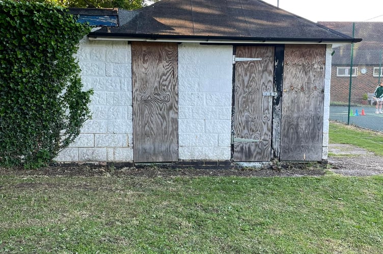 The old changing rooms at Elstead's Burford Lodge recreation ground have been boarded up for several years