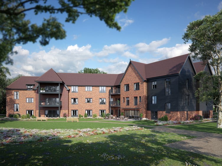 Computer-generated image of a proposed care home in Odiham, August 2023.