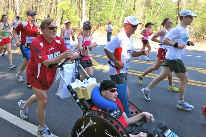 The Hoyts during a race in 2012