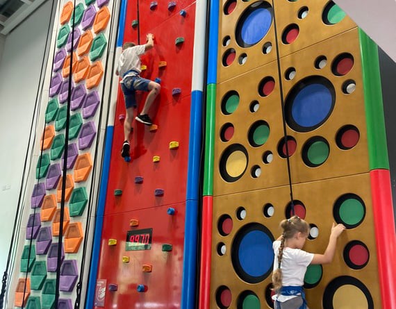 Ukrainian children on the climbing wall at Alton Sports Centre, September 30th 2023.