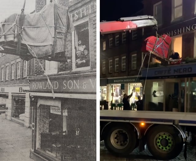 WATCH: Grand piano hoisted out of Petersfield flat by removal experts