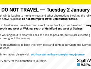Storm Henk: 'Extreme' disruption on South Western Railway network