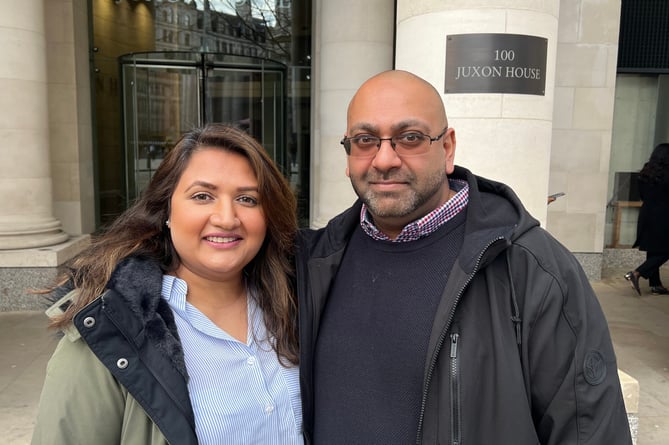 Chirag Sidhpura and wife Rushita Patel in London after attending the Post Office Horizon IT Inquiry