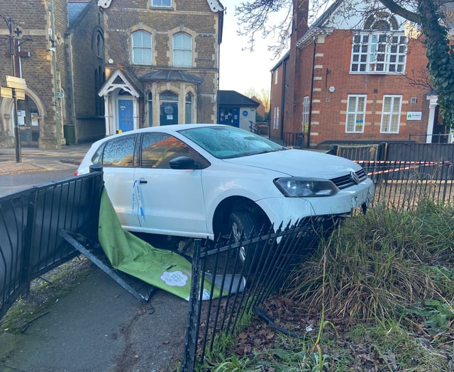 VIDEO: Car crashes into Farnham town centre barriers after hitting ice