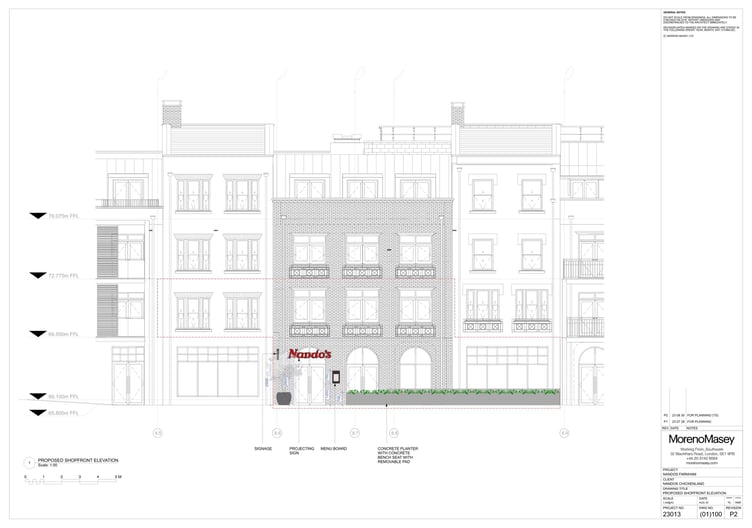 A planning application has been submitted on behalf of Nando's for three illuminated signs at its Brightwells Yard, Farnham restaurant