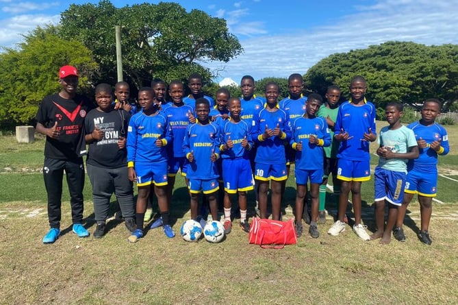 St Francis Bay United in their donated Petersfield football kits