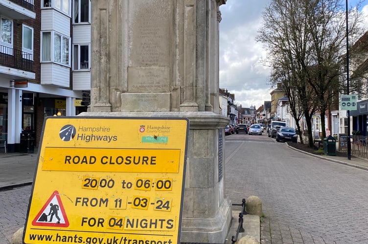 High Street roadworks sign