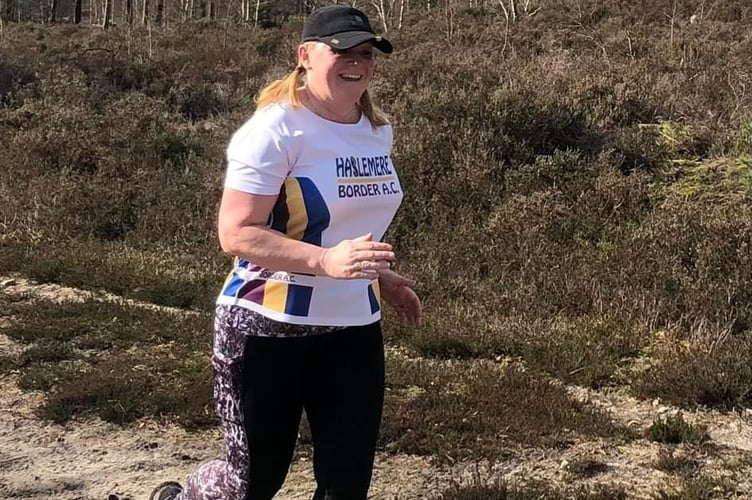 Cheryl Stafford-Jones enjoying the final cross country race of the season