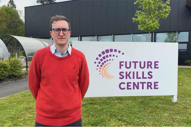 Labour parliamentary candidate for the new Farnham and Bordon constituency outside Bordon's Future Skills Centre