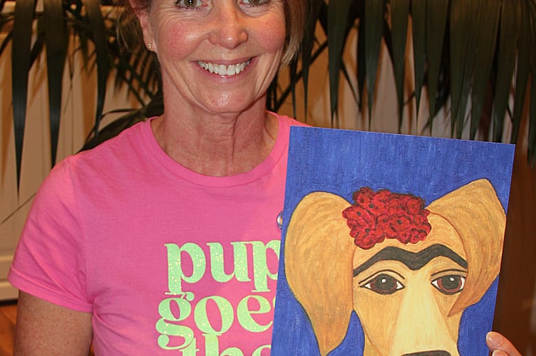 Alison Molan with one of her artworks (Farnham Maltings)