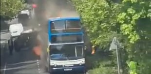 Driver and passengers escape after bus catches fire on Bordon road