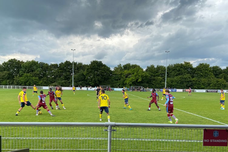 Action from Badshot Lea's pre-season friendly against Gosport Borough
