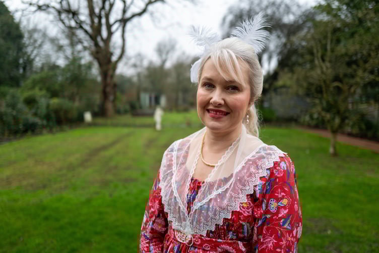 Jessica Bull, a Jane Austin fan who stylises herself life to emulate that of the authors; wearing Regency-style clothing and attending balls, London, February 11 2025.  Release date February 23 2025. Meet the woman who lives like Jane Austen - from dressing in Regency-style costume to writing novels. Jessica Bull has been in love with the writer ever since the first episode of Pride and Prejudiced aired on the BBC in 1995.  The 46-year-old from London is a Janeite - a term used to characterise devotees of Jane Austen's work.  The mum-of-two has inhabited her world - by dressing dressing up in Regency-style customes, attending balls and even learning how to horse ride.  She has read all her works, watched every adaptation and read every biography she could find.