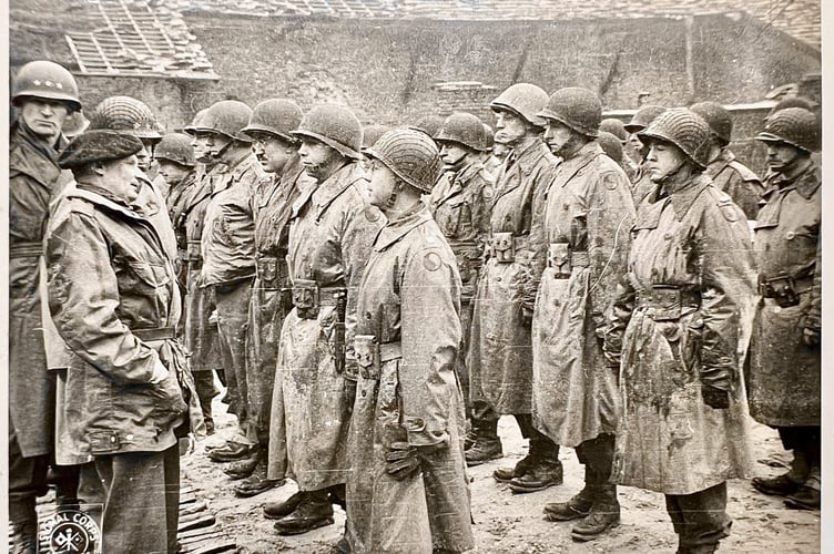 Major (later Lieutenant Colonel) Murray Adams Little—known as Bob. Pictured with Field Marshall Montgomery in April 1944 in Tavistock ( second rank closest to camera)