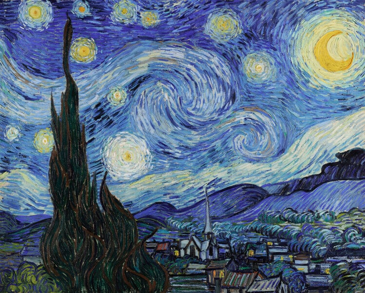 Vincent Van Gogh's The Starry Night (1889). Famous painting, original from Wikimedia Commons