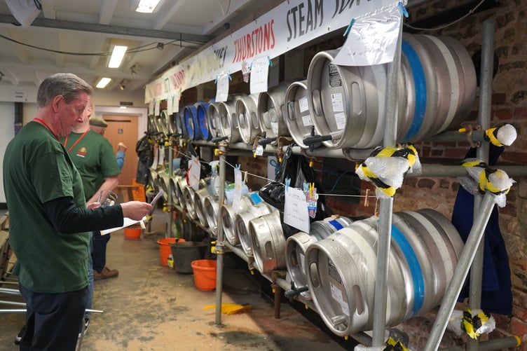 Barrels ready for customer at Farnham Beerex