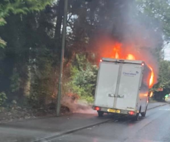 A passing motorist captured the moment a truck went up in flames on the A333