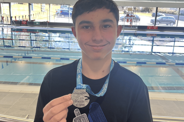 Luke at his Swimathon which raised nearly £400