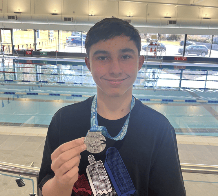 Luke at his Swimathon which raised nearly £400