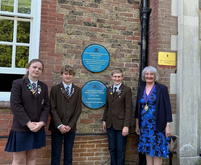 Blue plaque unveiled at Hindhead school for WWII hero