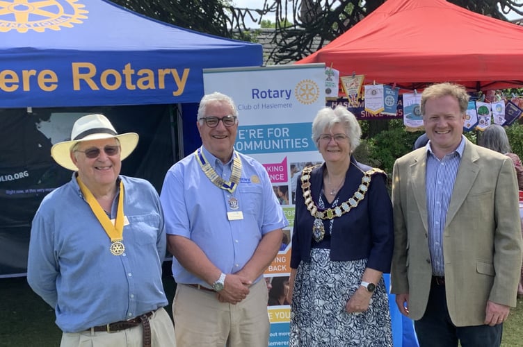 Pictured left to right: Michael Foster (President Elect), Kevin Morris (President), Haslemere Town Mayor Jean Arrick and MP Greg Stafford