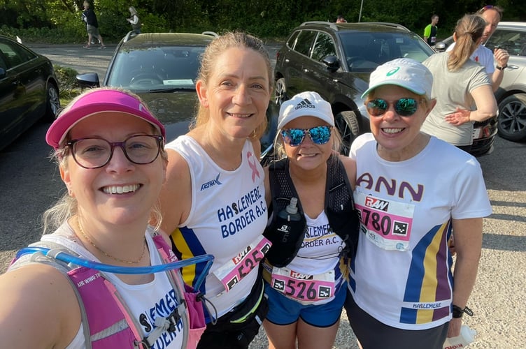 Annalisa, Lorraine, Sarah and Ann at the start of the 10-mile trail run