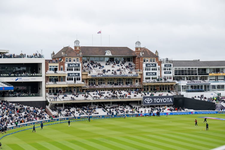 View from  Oval Mansions, whoâs residents have access to the balcony overlooking The Oval cricket ground, London, 3rd June 2025 . A flat overlooking The Oval which boasts some of the finest views in English cricket is up for sale for Â£400,000.The plush properties at Oval Mansions in south London - some of which sell for nearly Â£1m - are the most coveted in the sporting world due to the building's stunning roof terrace.Tenants are able to invite friends up to watch matches, though limitations are sometimes enforced for the highest-profile games. During the Ashes series between England and Australia, spots on the terrace are so highly sought after that plus ones are limited to just one per flat, with management regularly having to eject those who manage to sneak in. 
