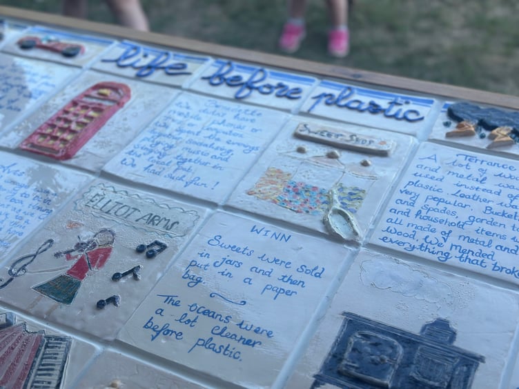 The collaborative ceramic story board by Woolmer Hill School and residents of Chestnut View Care Home