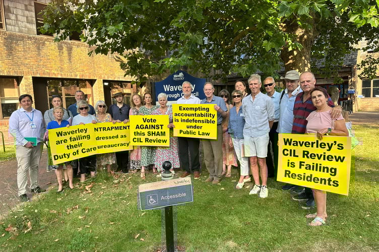Residents protesting about Waverley Borough Council's CIL charges.