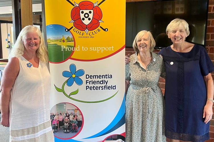 Petersfield Golf Club hosted a dementia awareness morning. From left: Jane Ward, Audrey Morton and Jackie Carter. July 2025.