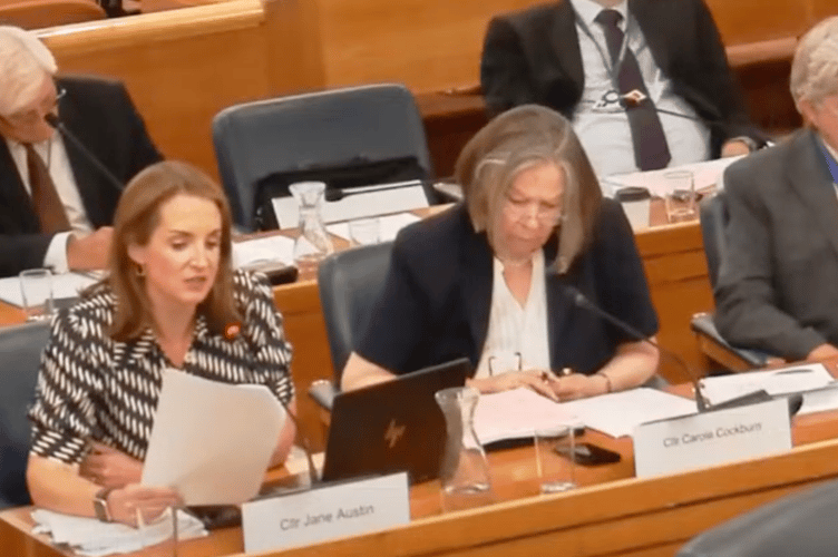 Cllr Jane Austen discusses the CIL issue at Waverley Borough Council on July 15, 2025.